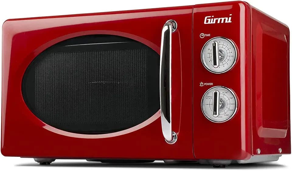 Girmi FM21 Kombi-Mikrowelle, 20 Liter, Stahl, Rot.