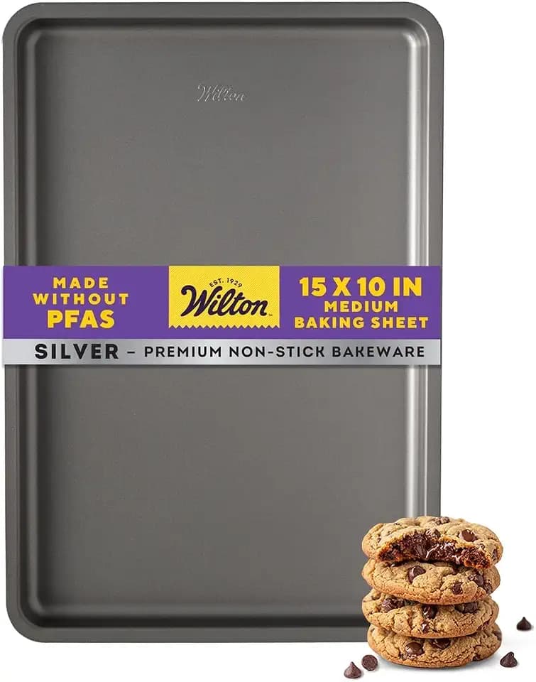 Wilton Silver Non-Stick Baking Sheet, Made Without PFAS, 15.25 x 10.25 in.