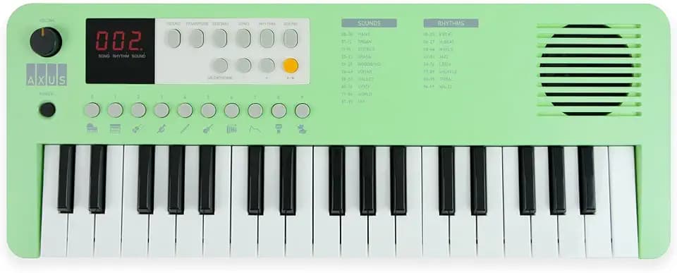Axus Tragbares 37 Mini Portable Keyboard In Mintgrün – Lustiges E-Piano Für Anfänger, Usb-C Oder Batteriebetrieb