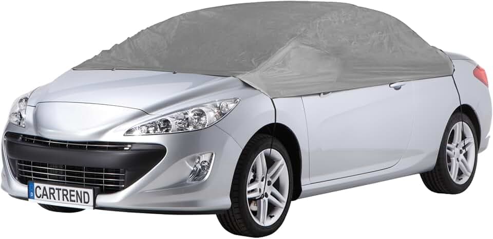 cartrend Auto Halbgarage Reflex S, schnelle Montage durch elastische Bänder, Winter- und sommerfest, Wasserabweisende Oberfläche, UV-beständiges Polyester, waschbare Abdeckplane, Größe S