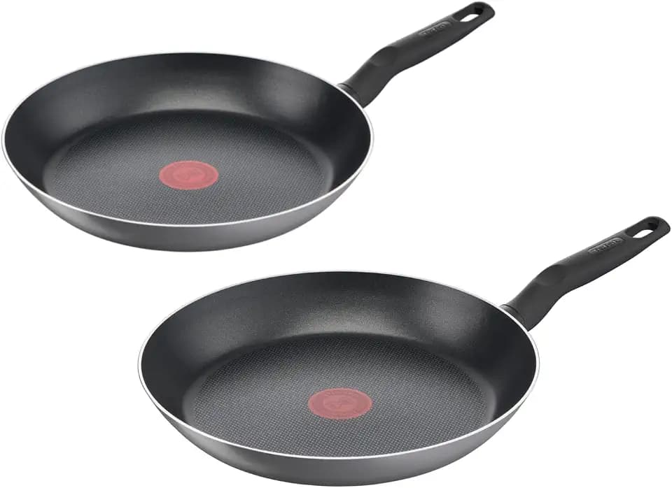 Tefal Easy Cook & Clean Pfannenset 24/28 cm, Antihaftbeschichtung, Bratpfannen, Thermo-Signal bei idealer Brattemperatur, NICHT induktionsgeeignet, einfache Reinigung, Made in France, B5559033