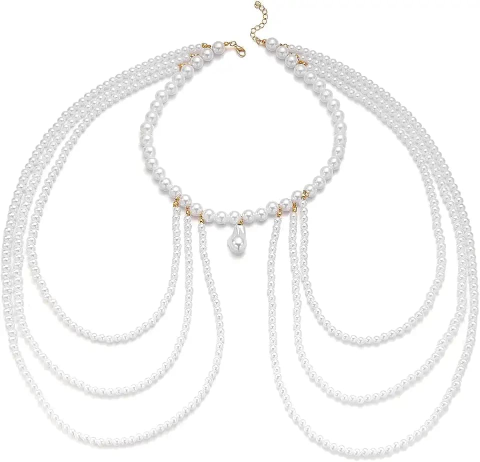 Pearl Bead Shoulder Chain, Trendy Arm Chain Jewelry for Women, Festival and Halloween