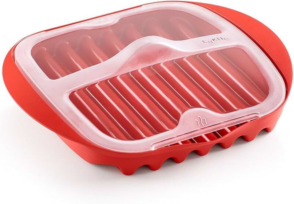 Lékué Microwave Bacon Cooker, rot, 28,2 x 6 x 24,9 cm