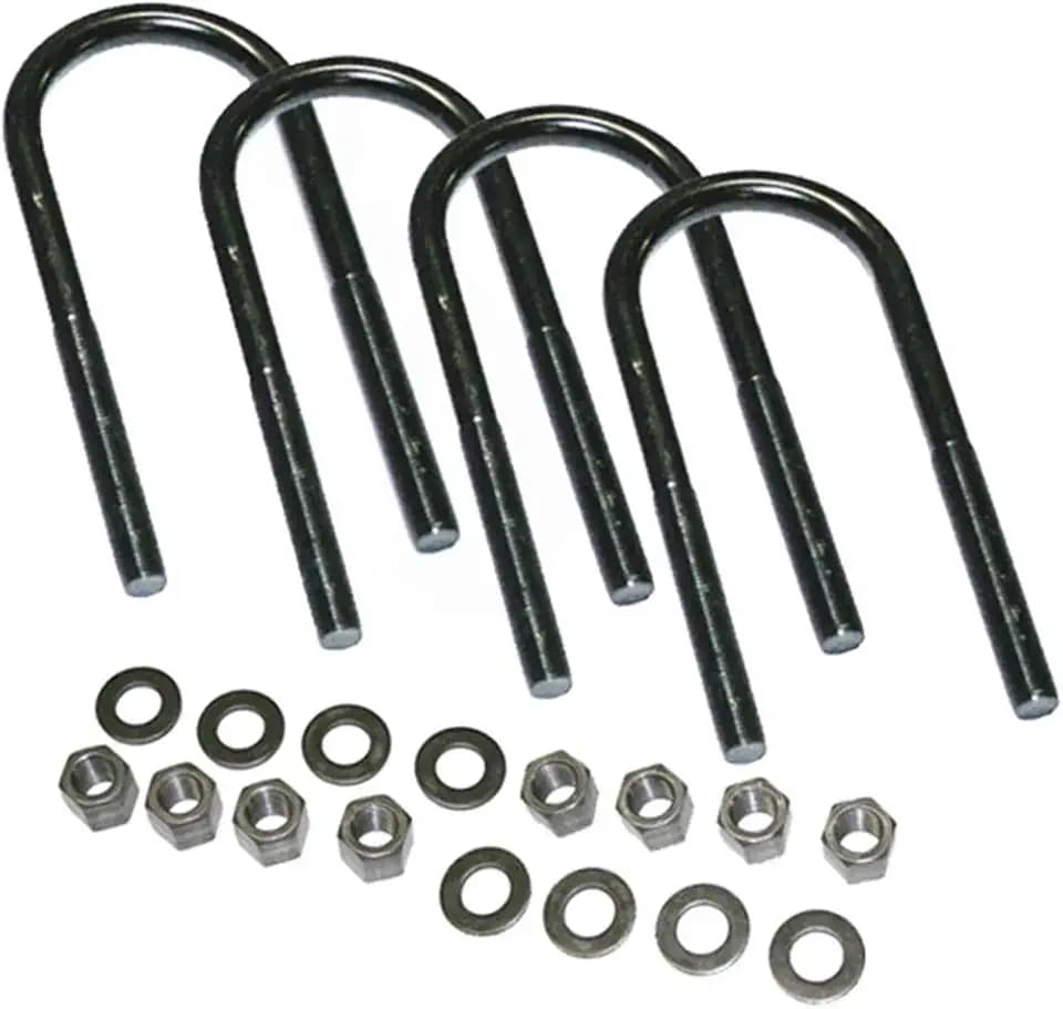 RealTruck SUPERLIFT SUSPENSION U-Bolt Kit | Round U-Bolts 9/16 x 4.125 x 15.25 | 11024 | 4 Pack of U-Bolts with Hardware