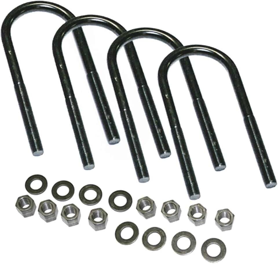 RealTruck SUPERLIFT SUSPENSION U-Bolt Kit | Round U-Bolts 5/8 x 3-1/4 x 9 | 11324 | 4 Pack of U-Bolts with Hardware