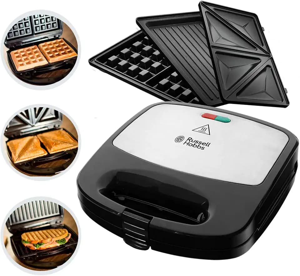 Russell Hobbs Multifunktionsgerät 3-in-1 [Sandwichmaker, Waffeleisen, Kontaktgrill] Fiesta (spülmaschinengeeignete & antihaftbeschichtete Platten, erweiterbar: Cake Pop, Mini Donut, Churros) 24540-56