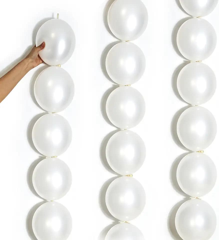 100 Pcs Quick Link Balloons Pearl White 6 inch, Latex Linking Balloons Pearl White for Balloon Wall/Arches/Chains, Birthday Party Wedding Anniversary Graduation Arch Party Decor