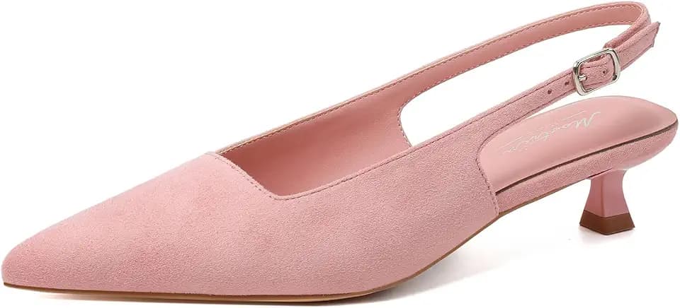 Mostrin Kitten Heels for Women Pointed Closed Toe Heels Low Pumps Shoes for Party Work Office