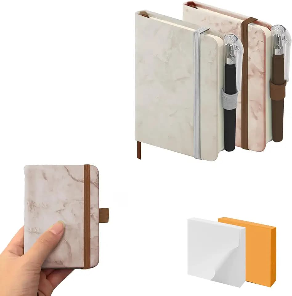 2 Pack Marble Pocket Notebooks, 4.3" x 3.1" 200 Pages Wide Ruled