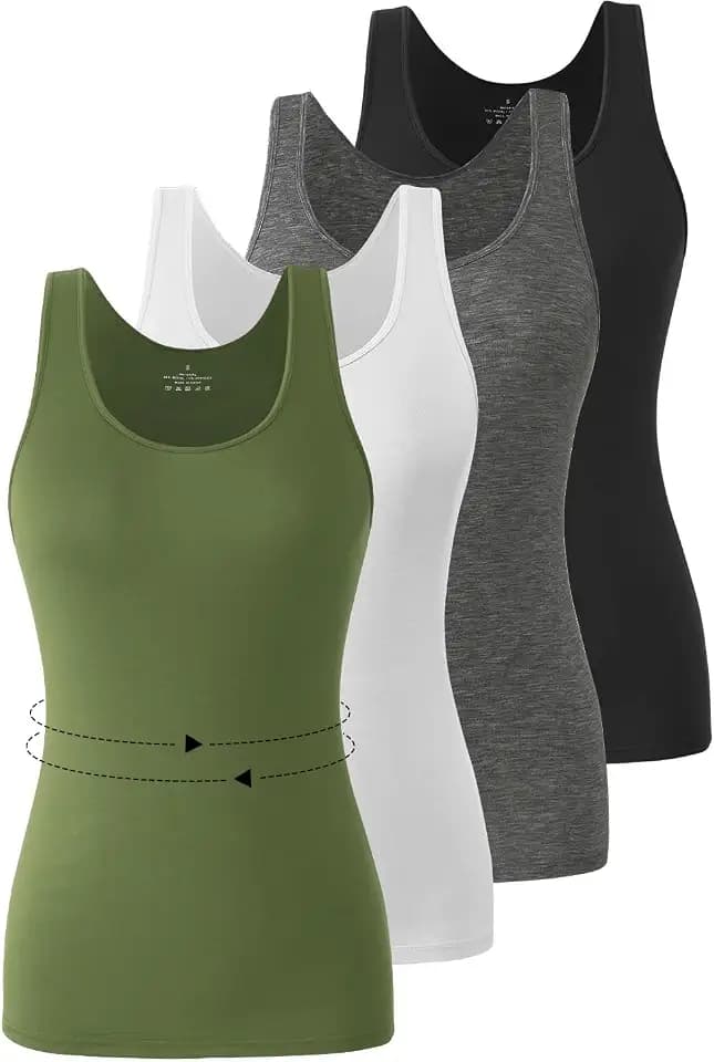 Accbiety 4 Pack Tank Tops for Women Basic Undershirt Sleeveless Tanks