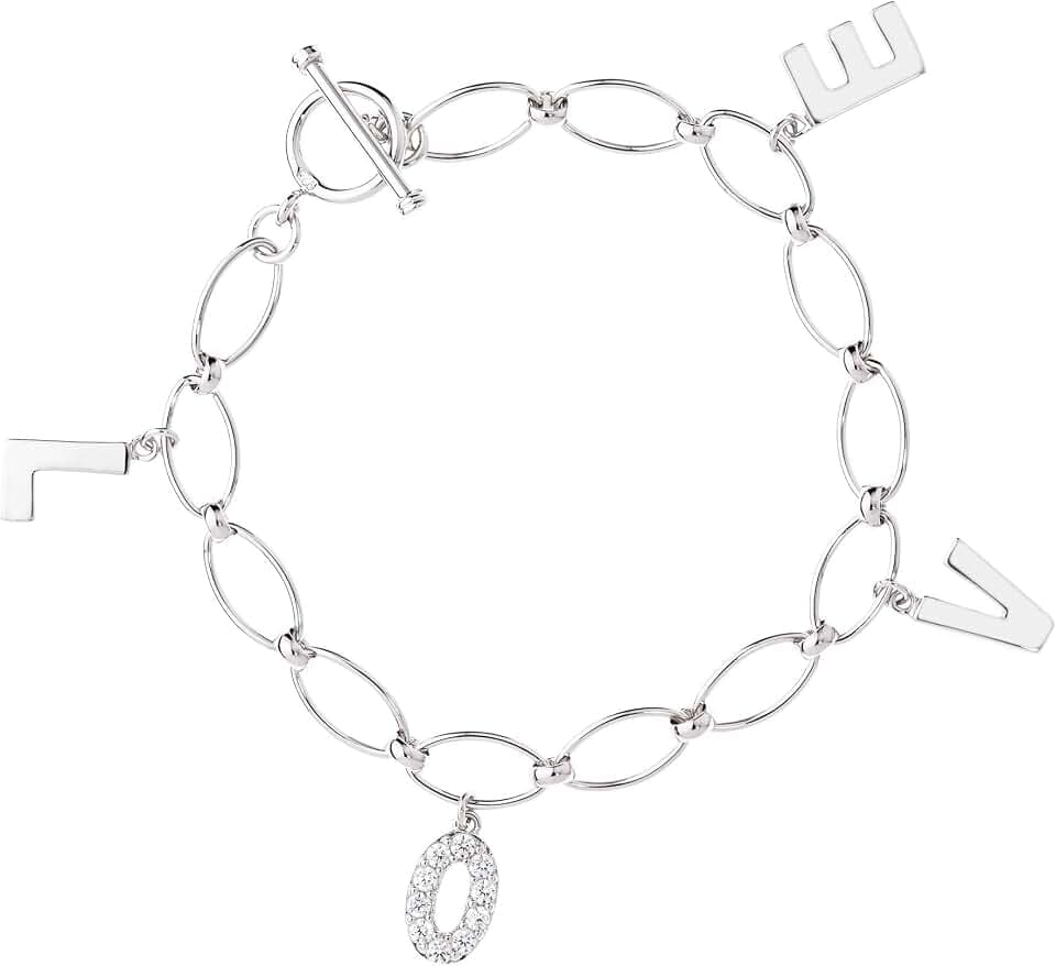 Monteverdi Damen-Armband 18,5cm Knebelverschluss Schriftzugsanhänger 925 Sterling Silber rhodiniert 1VNAMONJ-BR-0038