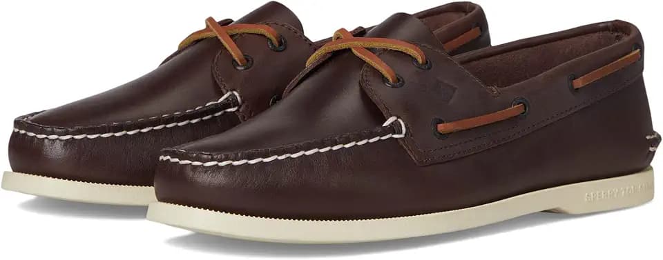 Sperry Men's Authentic Original 2-Eye Leather Boat Shoe, Dark Brown, 9 XW