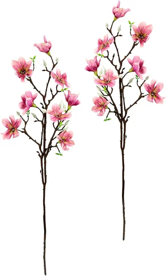 Künstlicher Magnolienzweig Kunstblume Magnolie Bündel Kunstpflanze Zweig Raumdeko Zarte Frühlingsdeko Dekozweig Ast Einzelblume Knospen Blüten Hochzeit Bouquet Decor Seidenblumen Kunstblume Kunstzweig