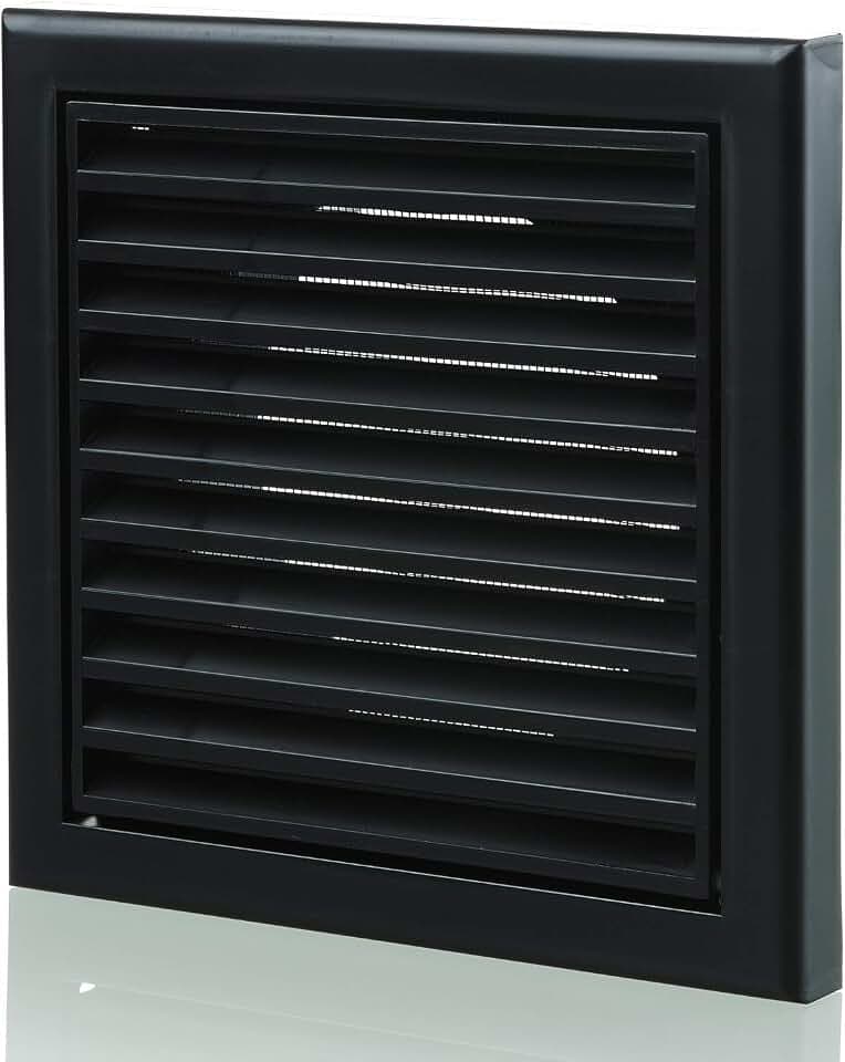 Blauberg UK 150 mm rundes Kunststoff-Luftführungssystem und Befestigungsteile für Abluftventilatoren - Lüftungsgitter mit Haube - 150 mm - Schwarz