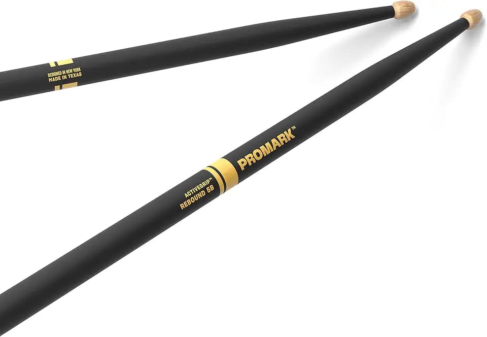 ProMark Forward Rebound 5B ActiveGrip Drumsticks, R5BAG, Tacky Active Grip Finish, Black Drum Sticks, Acorn Tip, Hickory Wood - 1 Pair