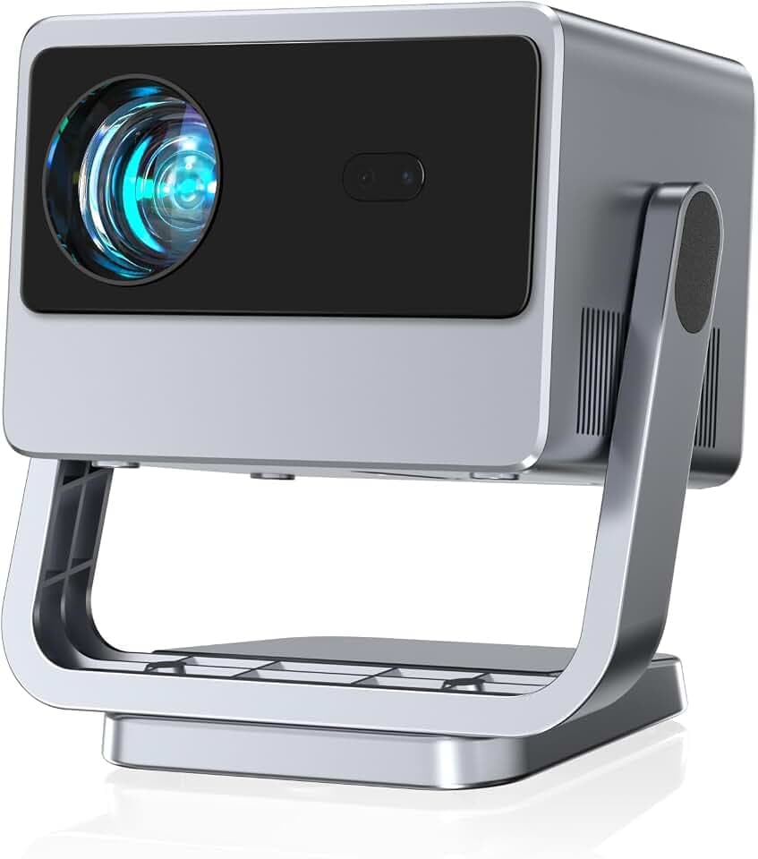 Smart Mini Beamer, VOPLLS Autofokus/Trapezkorrektu 30000 Lumen Tragbarer Beamer 4K Unterstutzt, WiFi63luetooth Ful HD 1080P Video Projector, KleinHeimkino/Qutdoor Projektor fur Handy/Laptop