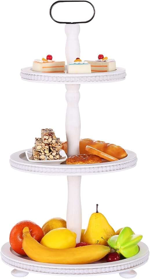 Urban Deco Wooden Tiered Tray 3-Tier Decorative Tray Farmhouse Serving Tray