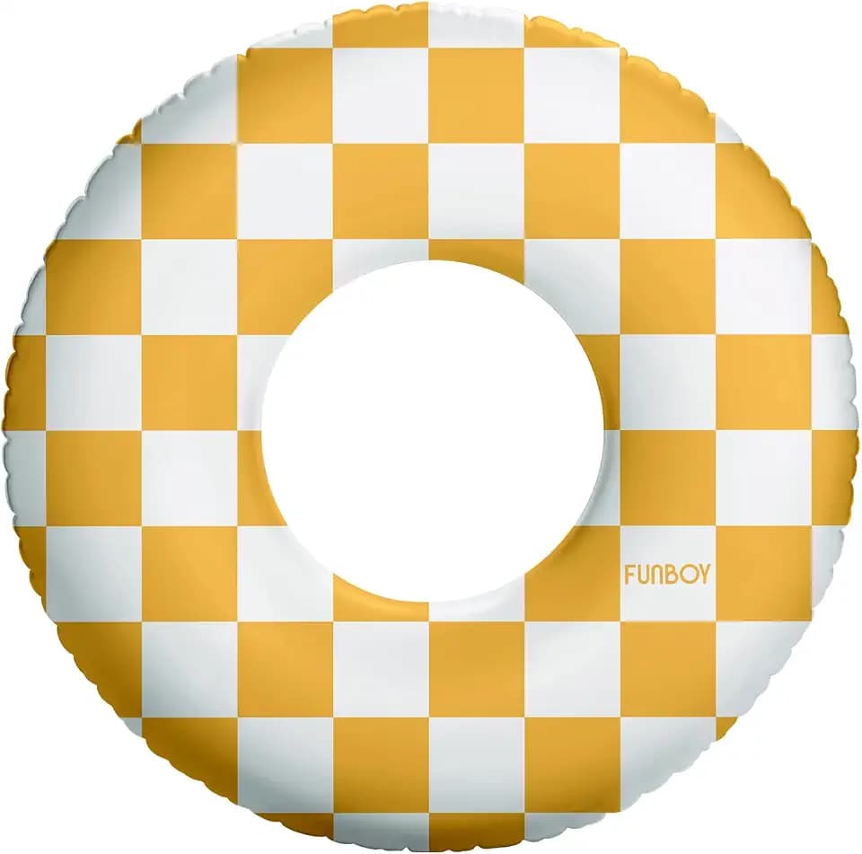 FUNBOY Kids 30'' Tube Donut Style Pool Float - Yellow Checke