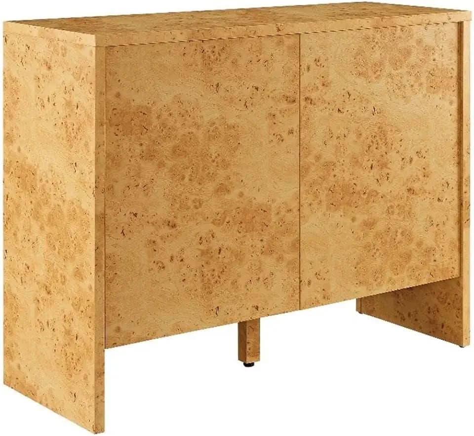 Modway Hudson Burl Wood Sideboard with 2 Doors in Natural - Modern Buffet Cabinet - 40 Inch Storage Accent Cabinet with Soft-Close Doors - Console Table for Dining Room Hallway Entryway Kitchen