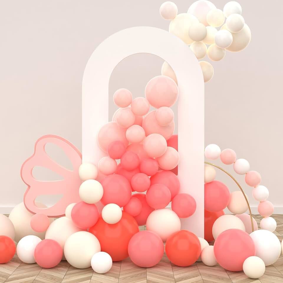 LEBENGURU 7.2FT Open Arch Backdrop Cover,Beige Spandex Fitted for Round Top