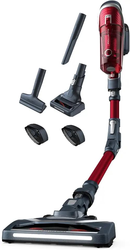 Rowenta Staubsauger kabellos | X-Force Flex RH9679 Stielstaubsauge | Akkubetriebener Sauger mit bis zu 35 min Laufzeit | Tierhaar-Kit und LED-Beleuchtung rot/grau