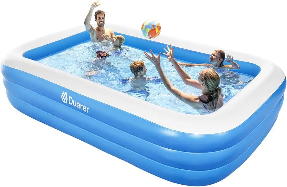 Duerer Aufblasbarer Pool Rechteckig, 305cm x 182cm x 56cm, Planschbecken groß für Kinder und Erwachsene Sommer Party, Aufblasbare Schwimmbecken, Familien Swimming Pool für Garten, Outdoor, Easy Set