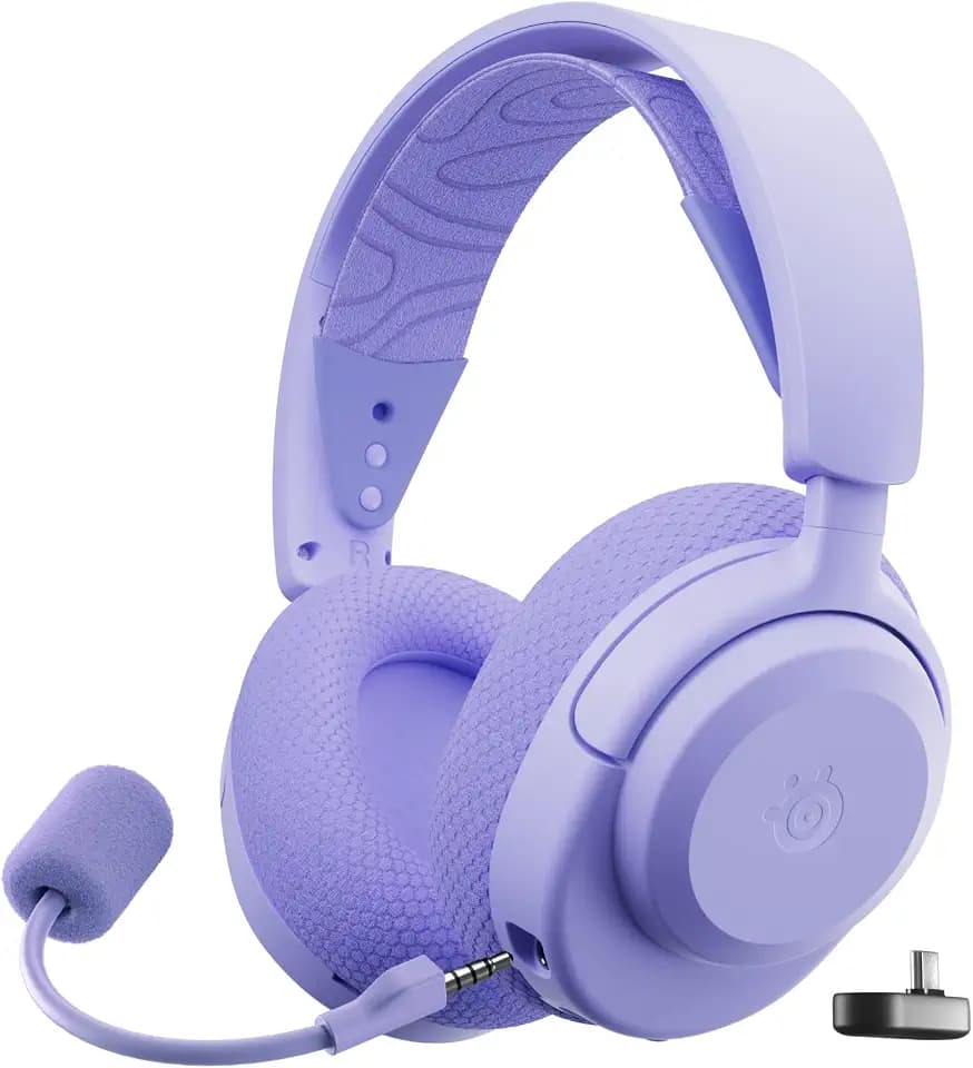 SteelSeries Arctis Nova 3P Wireless Multi-Platform Gaming Headset — Mobile App Control — 40 HR Battery — Neodymium Magnetic Drivers — 2.4GHz/Bluetooth — PS5, PS4, PC, Switch, Mobile — Lavender