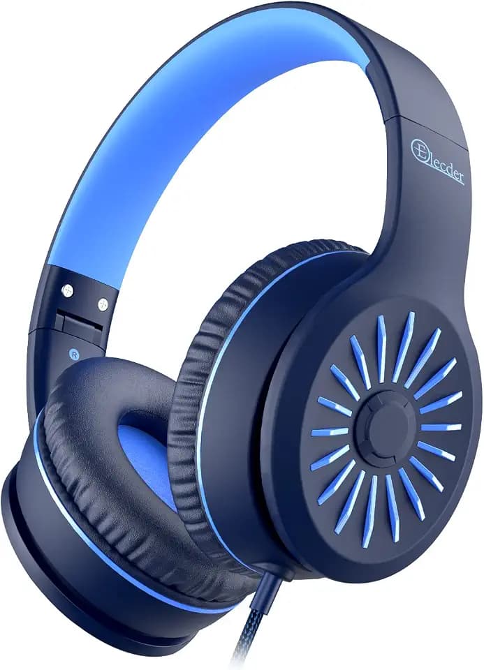 ELECDER i45 Kids Headphones Wired, On-Ear Headphones for School, Grey&Blue