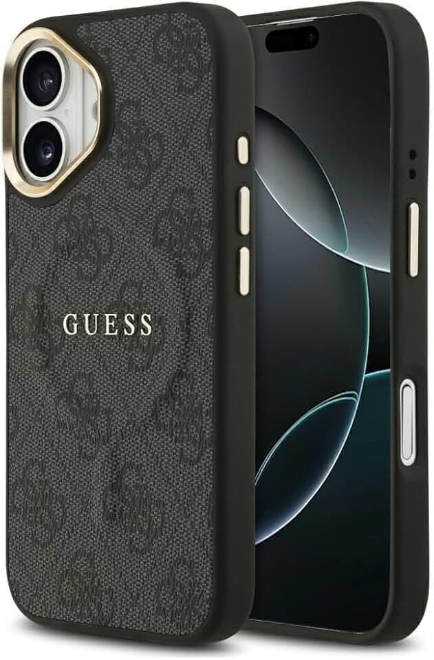 CG MOBILE Guess 4G PU Classic Logo kompatibel mit MagSafe Hülle für iPhone 17 (Schwarz)