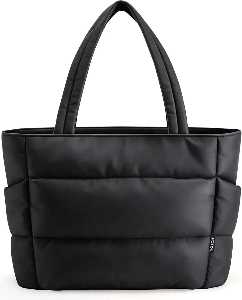 HOTOR Puffer Tote Bag for Women, Multi-Pocket, Zippered