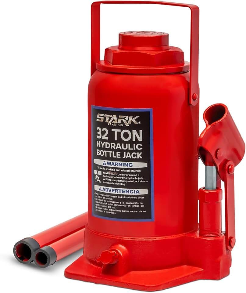 XtremepowerUS 32 Ton Hydraulic Bottle Jack, Low Profile Heavy-Duty Car Jack for Trucks, SUVs, RVs, Trailers, Farm Equipment, Automotive Repair & Garage Use, Red