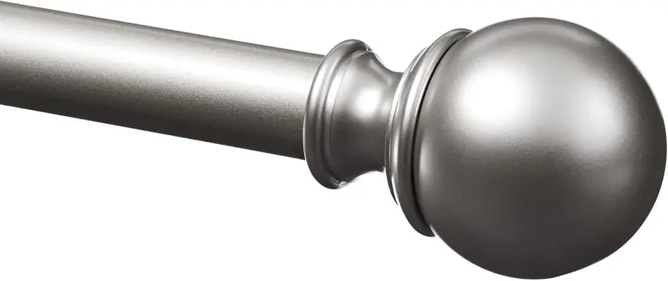 Amazon Basics Ausziehbare Gardinenstange mit Kugelendstücken, 19 mm Durchmesser, 91 bis 183 cm, Nickel