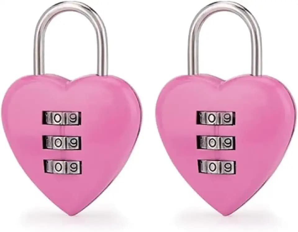Zahlenschloss in Herzform für Mädchen und Frauen, Mini-3-stelliges Passwort-zurücksetzbares Code-Schließfach für Schule, Zahlenschloss, Rosa, 2 Stück