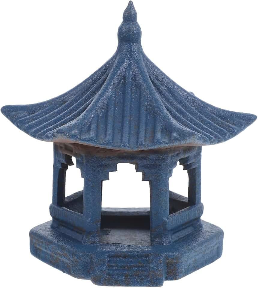 Abaodam Mini Pagoda Statue Miniature Ceramic Pagoda Hexagon Decor Mini Japanese Fairy Garden Figurines for Zen Garden Bonsai Decor