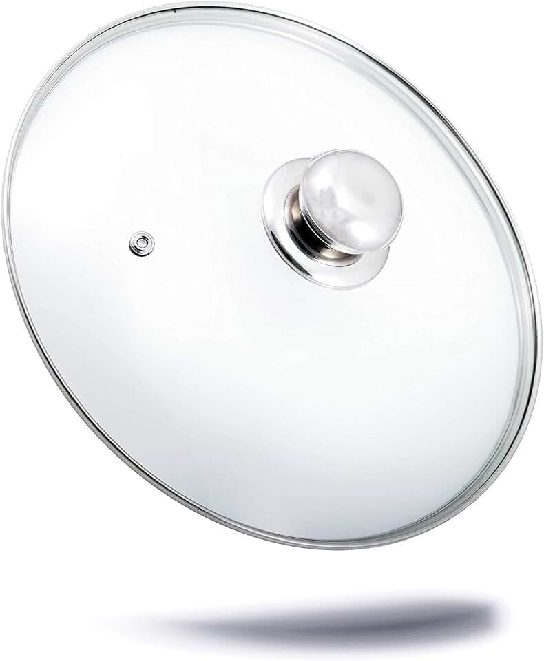 Kerafactum Topfdeckel Deckel aus Glas spülmaschinenfest hitzebeständiger Universaldeckel für Topf und Pfanne gehärtetes Qualitätsglas Glasdeckel Dampfloch hochwertiger Griff aus Edelstahl (32 cm)