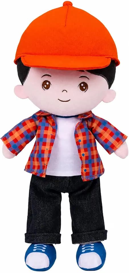 OUOZZZ Soft Plush Baby Boy Doll 12.6 Inch, Red Hat Snuggle Buddy