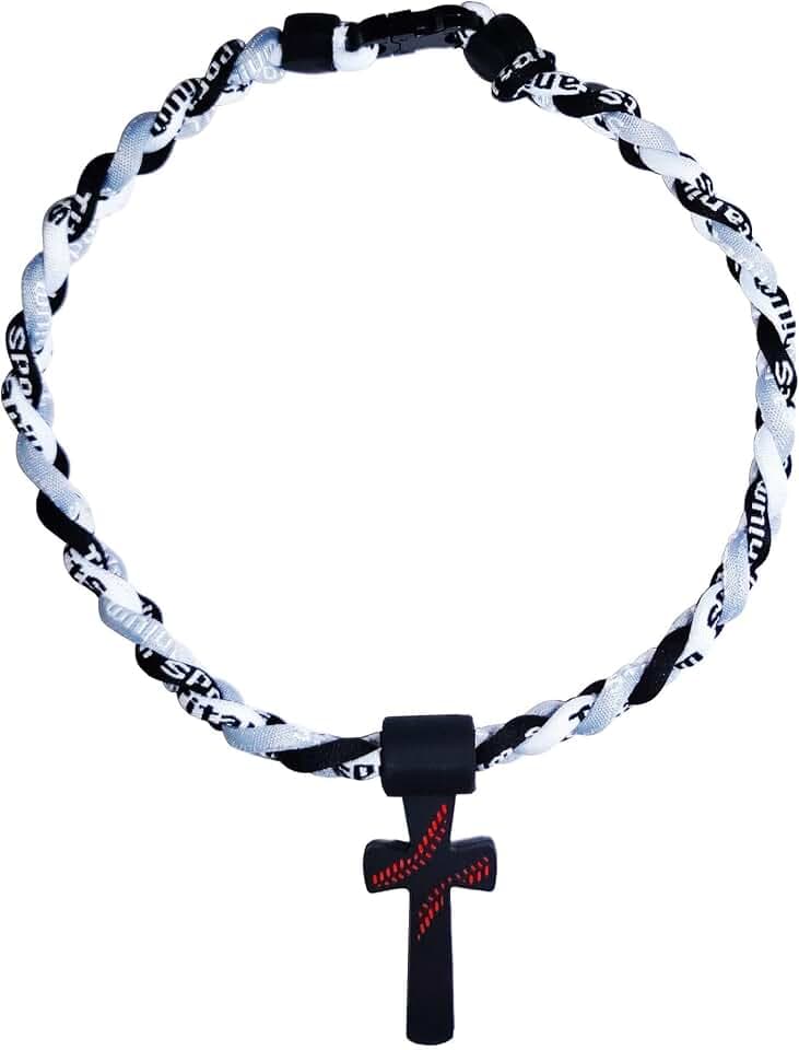 Baseball Rope Necklace with Silicone Cross Triple Rope Baseball Necklace with Cross