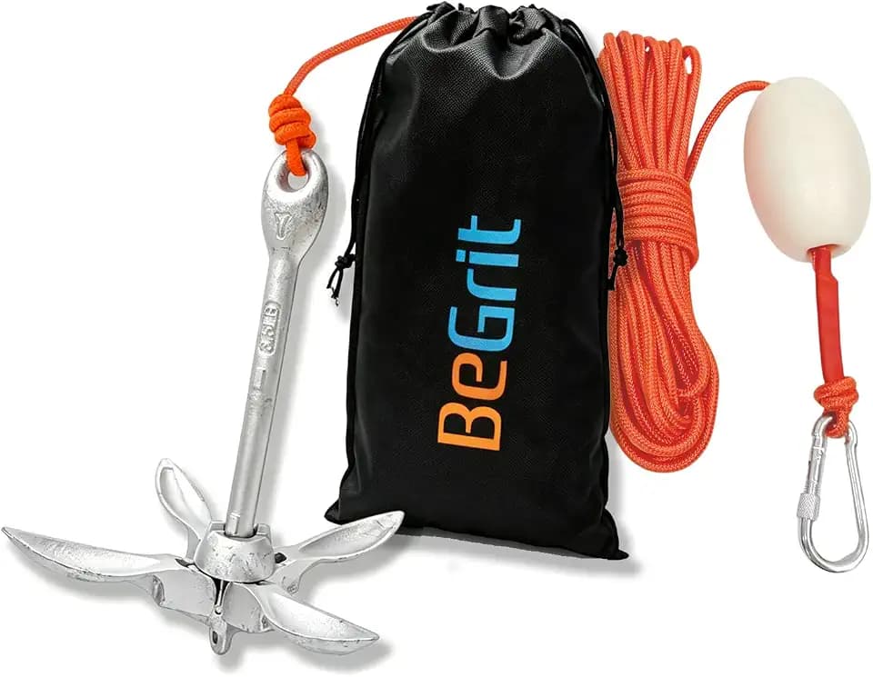 BeGrit Small Kayak Anchor w/Rope, Folding Marine Anchor for Paddle Board