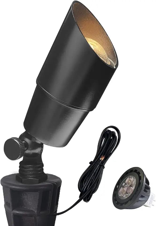 COLOER Solid Brass Landscape Spotlight 1-Pack with 5W LED MR16(101B-Black)