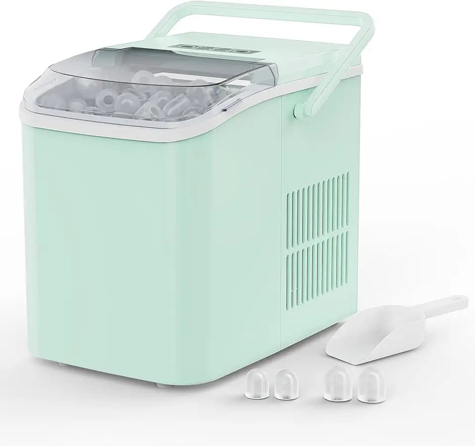 NEWBULIG Ice Makers Countertop with Handle, Portable Ice Machine