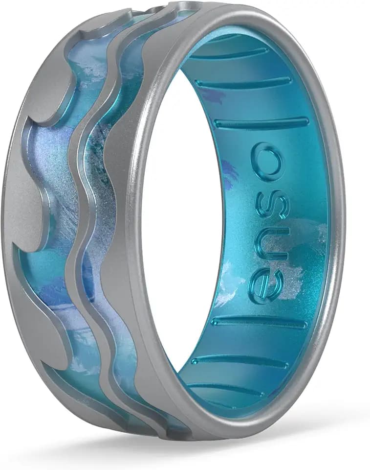 Enso Rings Etched Classic Silicone Rings - Etched Nature Collection - Comfortable and Flexible Design
