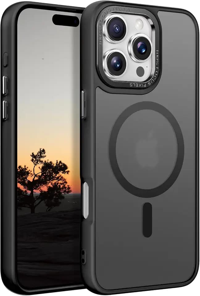Magnetic Designed for iPhone 16 Pro Max Case [Military-Grade Drop Tested] [Compatible with Magnet] Slim Frosted Case for iPhone 16 Pro Max Case Phone Case (6.9"), Black
