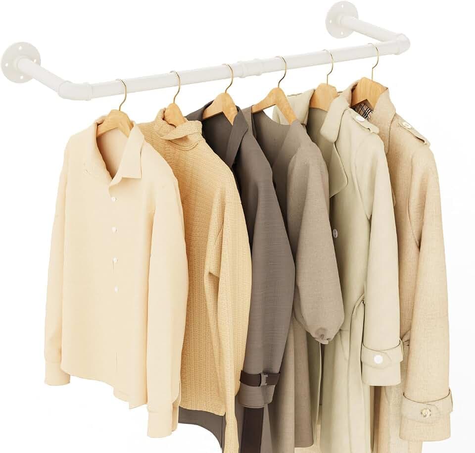 Yawinhe 80cm Kleiderstangen für die Wand,1 Pack Garderobenstangen,Creme