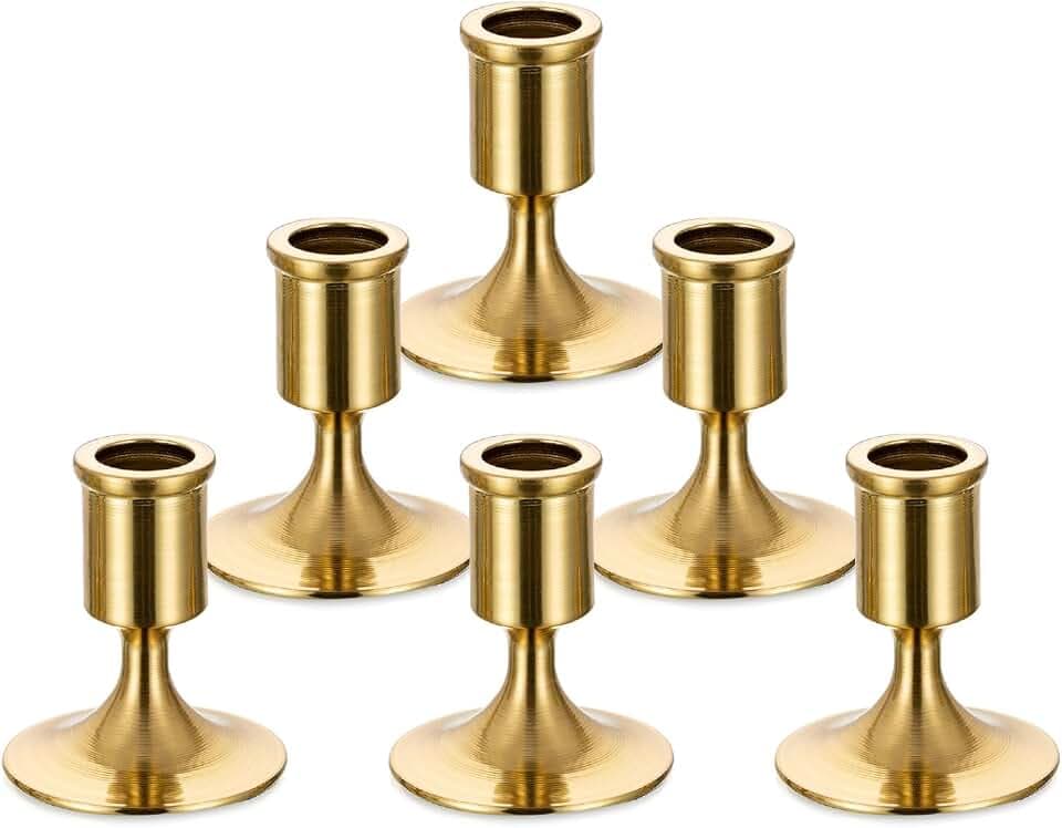 Sziqiqi Kerzenständer Stabkerzenhalter Gold für Hochzeitstisch Deko - Kerzenhalter Dekorative kerzenleuchter für Mantel Kamin Wohnzimmer Tischdeko, 6 Stück, Stil 1