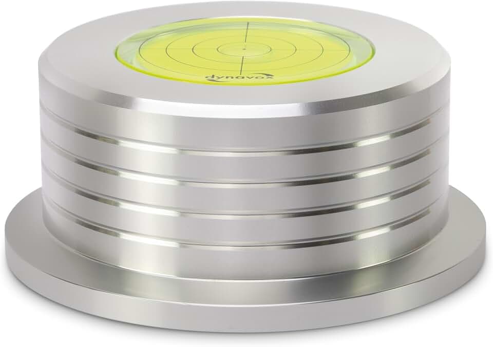 Dynavox PST260 Aluminium-Plattengewicht mit Libelle, 260 g Record Stabilizer für Plattenspieler, Vinyl Auflagegewicht zur Resonanzdämpfung und besseren Abtastung, Silber