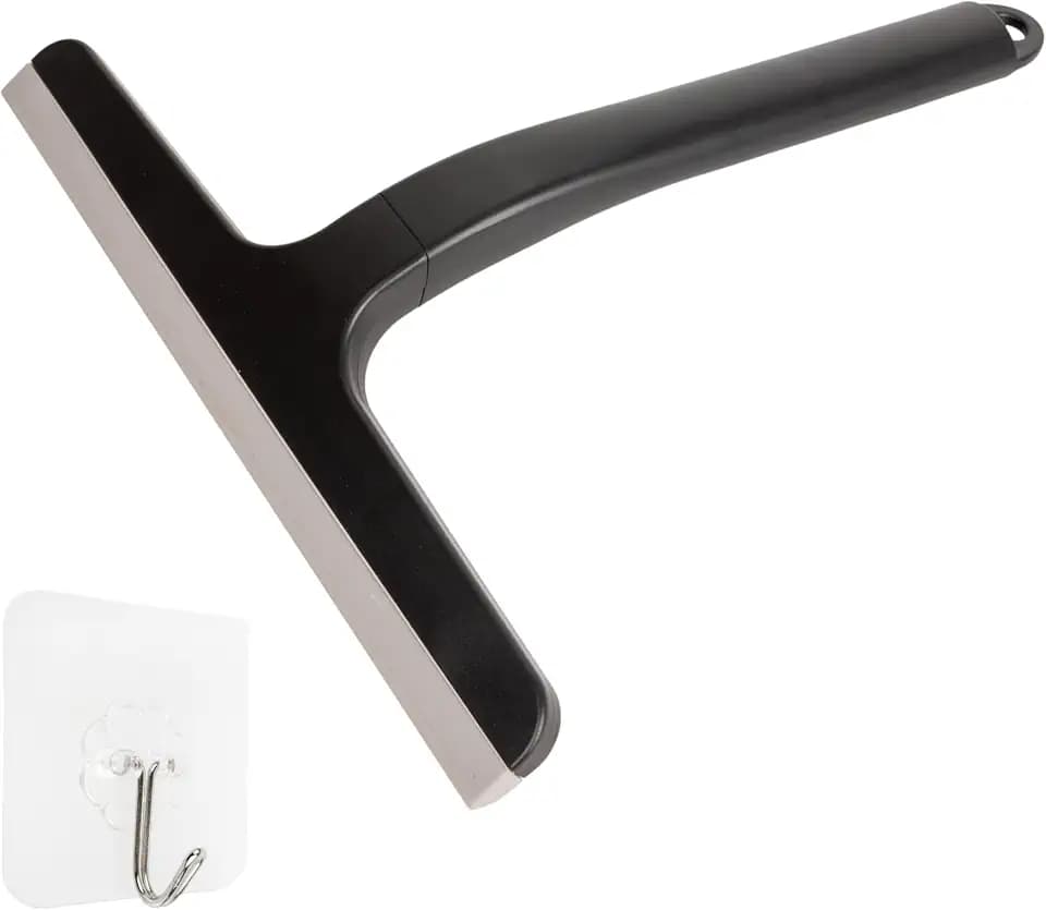 Abzieher für Duschkabine und Fenster – 1 Set, 23 cm Wischbreite, in Schwarz, mit Silikon Lippe für Streifen-freies Abziehen