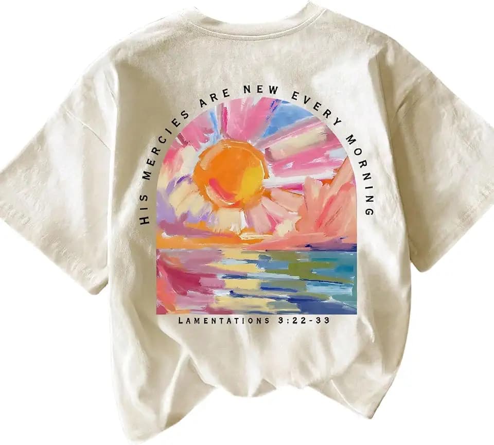 RoseSeek Women's Graphic Letter Tee Crew Neck Trendy Summer Vintage T Shirt