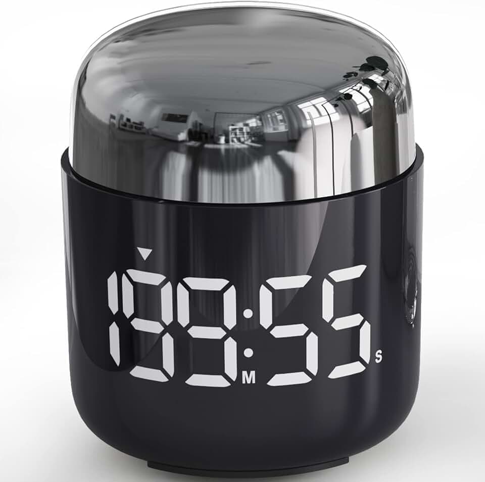 Digitaler Küchentimer mit großer LED-Anzeige Countdown-Timer mit Einstellbarer Lautstärke für Kochen und Lehrzeit für Kinder und Lehrer. (Schwarz) (Silber)