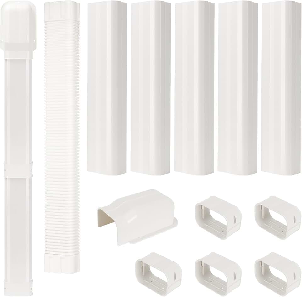 4" 9 ft Mini Split Line Set Cover, Decorative PVC Tubing Kit for Heat Pumps