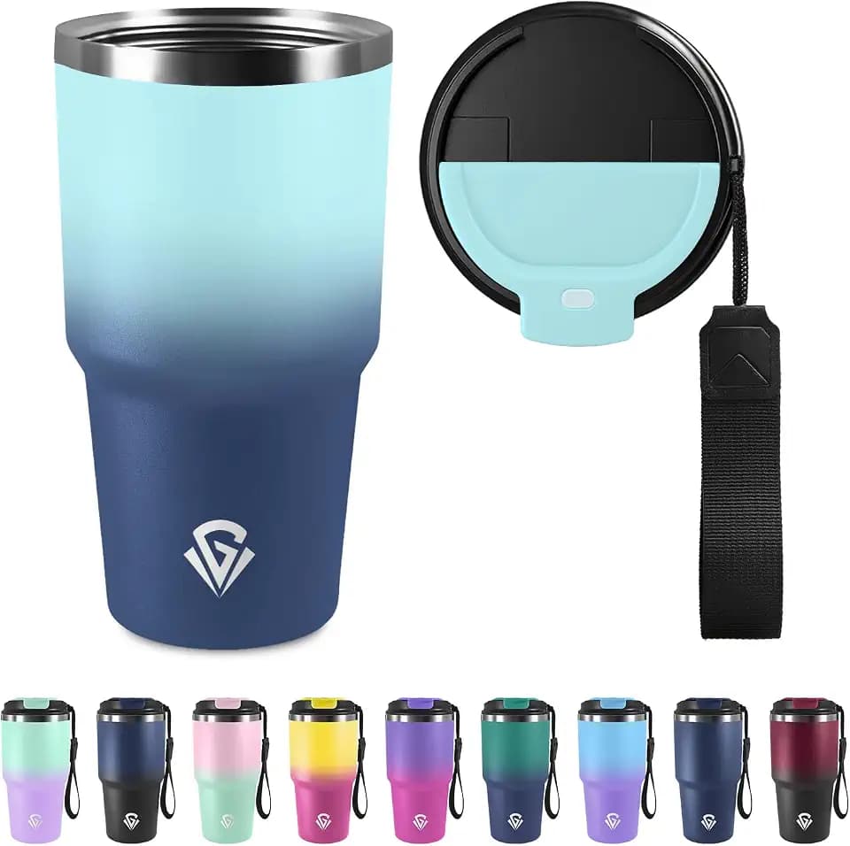 KollyKolla Thermobecher Isolierbecher 600ml, Doppelwandig Vakuum isoliert Kaffeebecher, Hochwertiger Edelstahl Travel Mug, Auslaufsicher Kaffeetasse mitDeckel, Kaffeebecher to Go für Camping, Büro